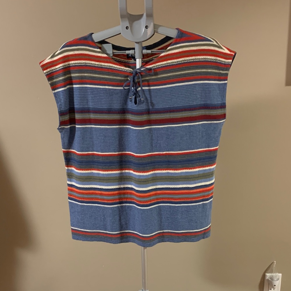 Chaps Multicolour Striped Knit Top Linen and Cotton Blend Women's Size Large